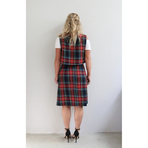 1960's Vintage Tartan Plaid Skirt & Vest Set Women's XS SM Scottish Pleat Skirt - Picture 5 of 9